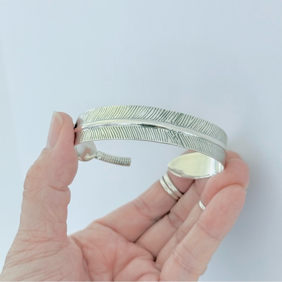 Sterling Silver Feather Bangle Bracelet, Silver Bracelets, Bangles, Angels Wing - Picture 6 of 14